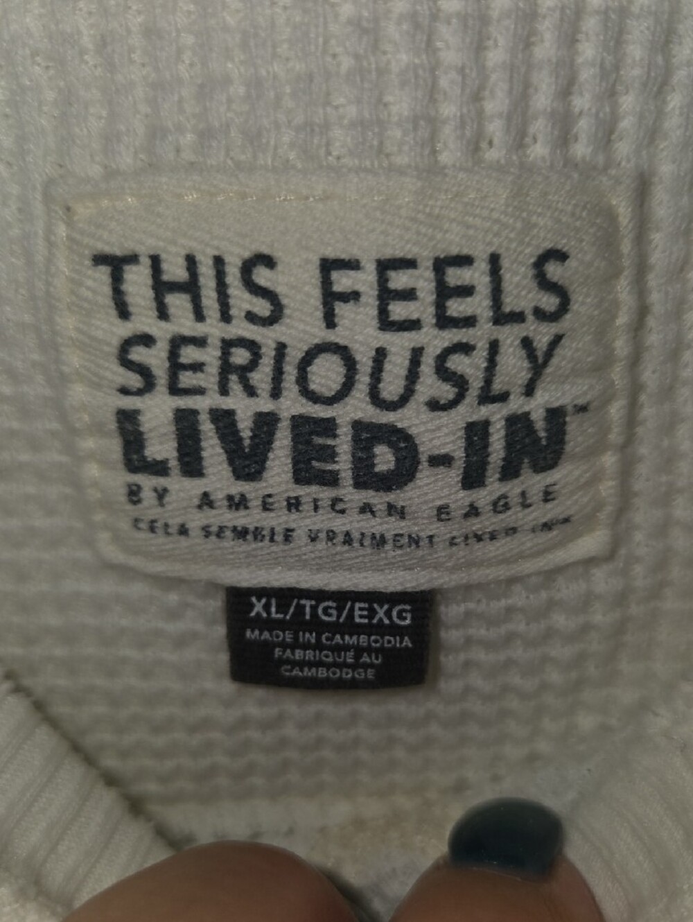 American Eagle Outfitters Cream Waffle-Knit Pullover - Picture 2 of 5